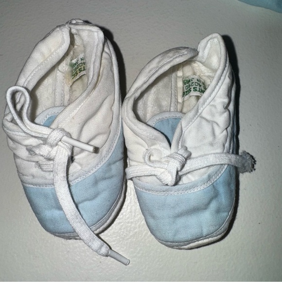 Vtg Baby Outfit romper Light Blue Doll white with hat and booties -Japan - Picture 8 of 10